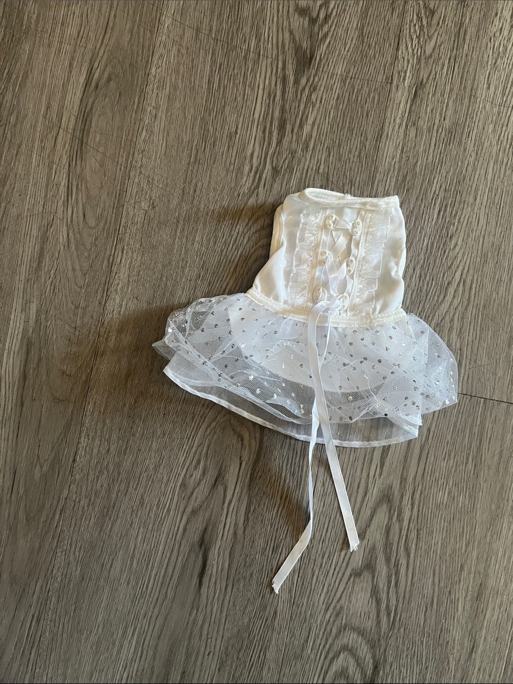 White Tulle Lace-Up Pet Dress with Sparkle